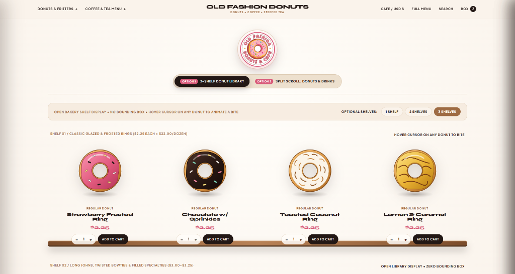 Header on café homepage